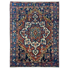 5x7 Hand Knotted Old Bakhtiari Area Rug Vintage Wool Carpet