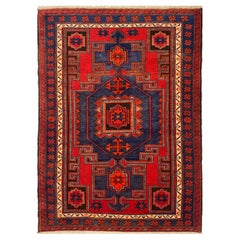 5x7 Hand Knotted Old Hamedan Area Rug Wool Carpet Medallion Design Vintage 5x7 Hand Knotted Old Hamedan Area Rug Wool Carpet Medallion Design