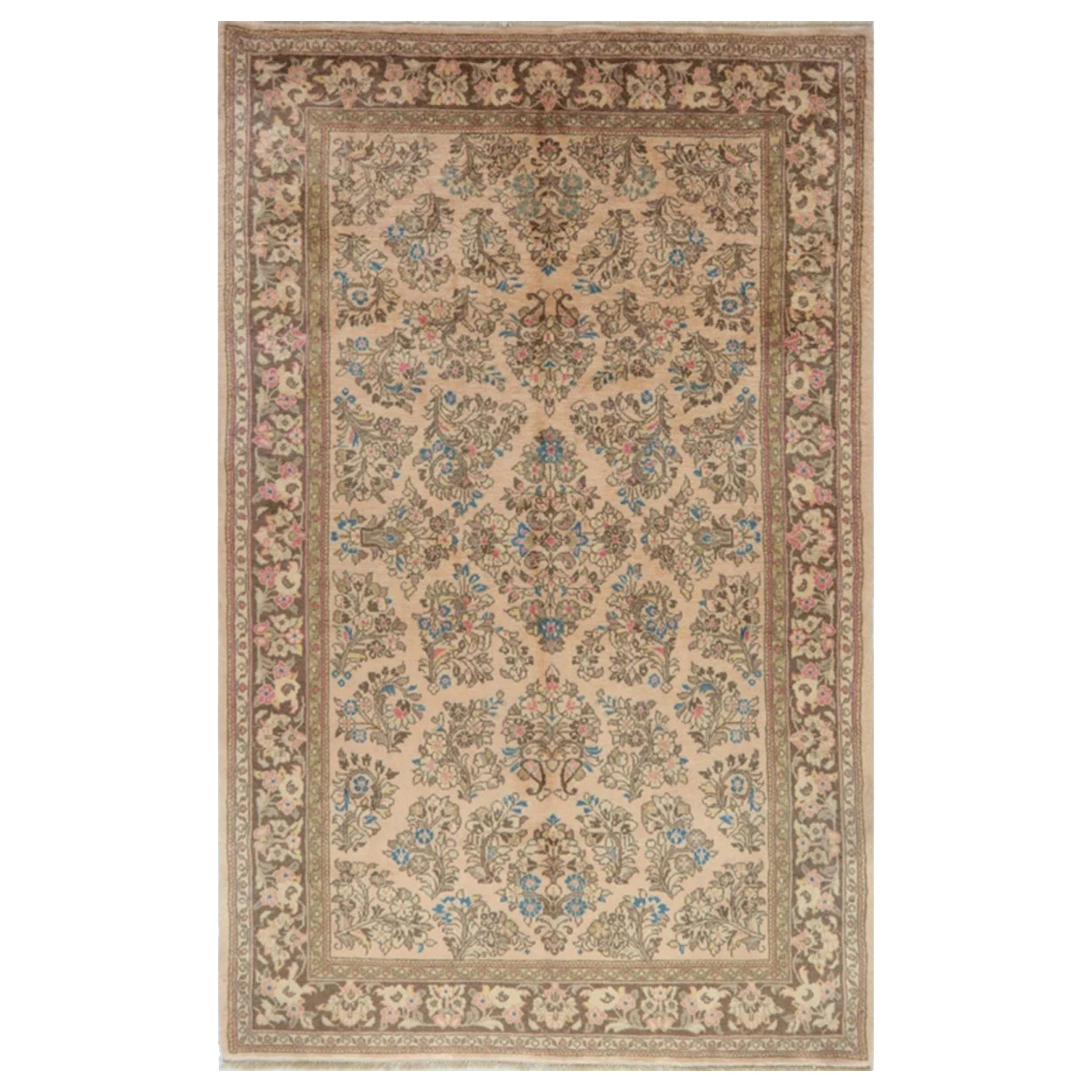 5x7 Hand Knotted Old Sarouk Area Rug Wool Floral Design For Sale