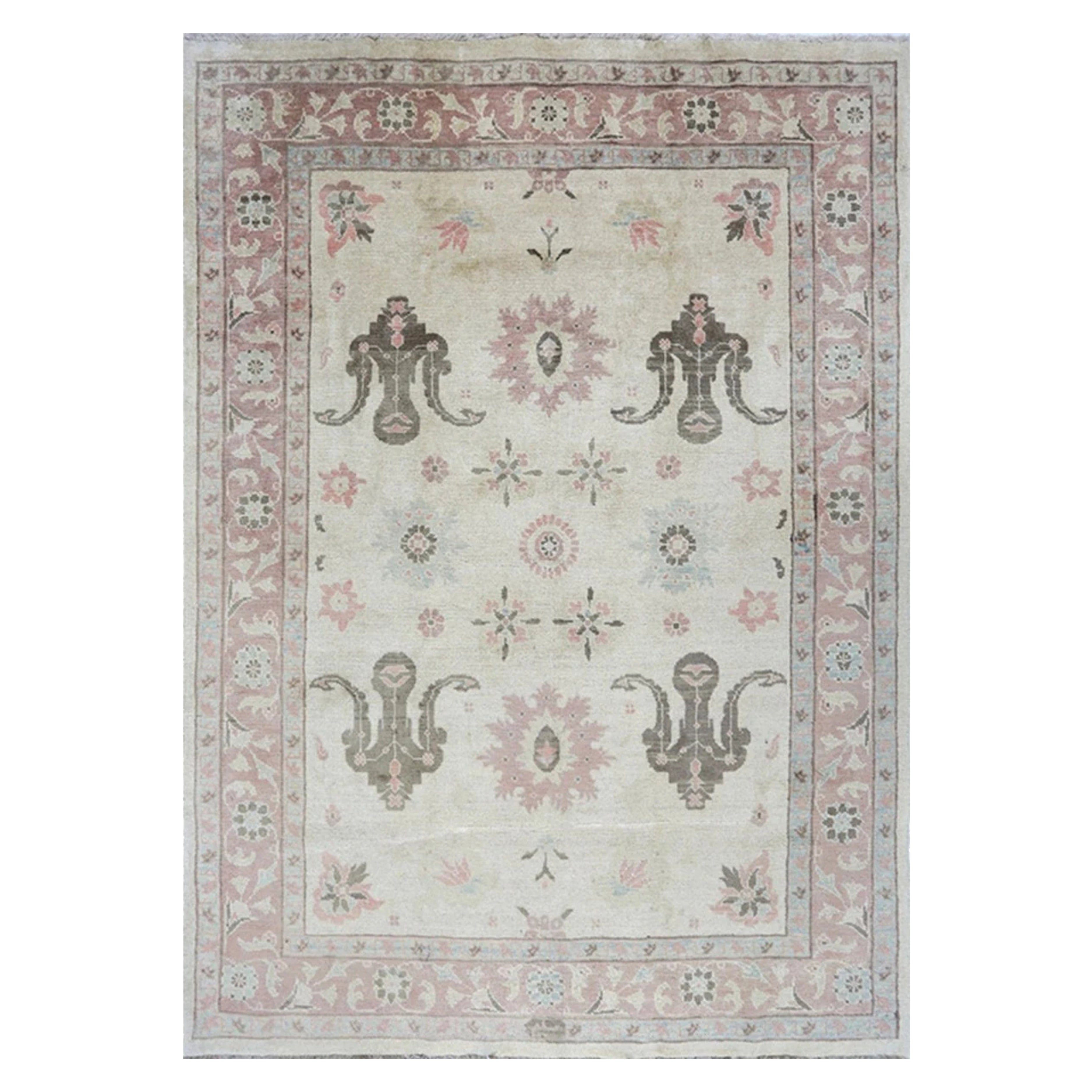 5x7 Hand-Knotted Old Tabriz Wool Area Rug, Floral Design