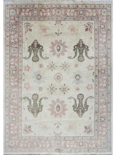 5x7 Hand-Knotted Old Tabriz Wool Area Rug, Floral Design