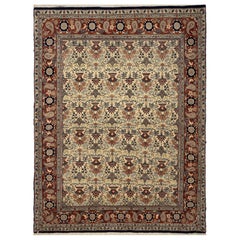 Tappeto 5x7 annodato a mano, Old Varamin Area Rugs con elegante design floreale