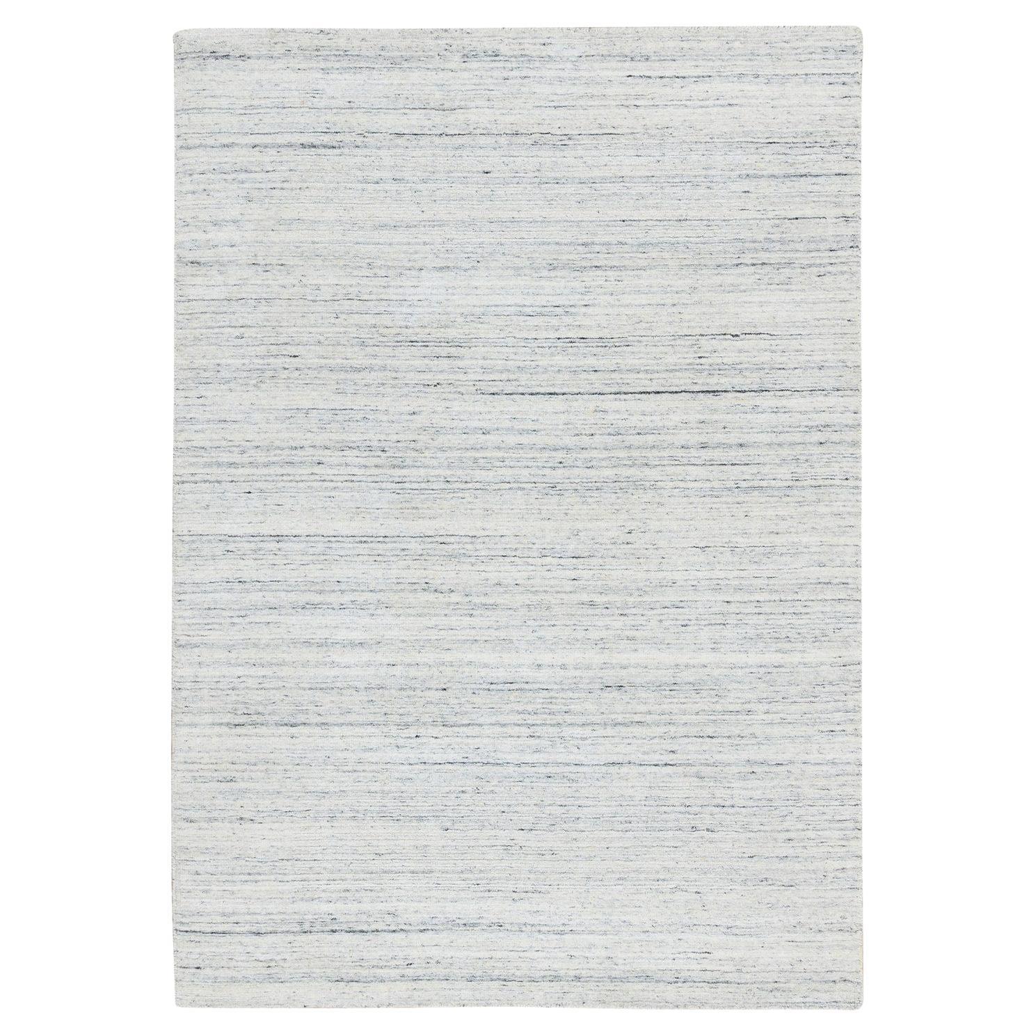 5
x7
 Elfenbein, handgewebt, einfarbig Modernes Striae Design Weicher Flor Weicher Wollteppich