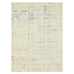 5'x7' Elfenbein Modernes Design Texturierte Webart Handgeknüpft Wolle & Seide Teppich