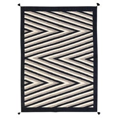 Tappeto in lana 150 x 210 cm, colore marrone kaki, con motivo geometrico in stile sud-occidentale, tessuto a mano a trama piatta