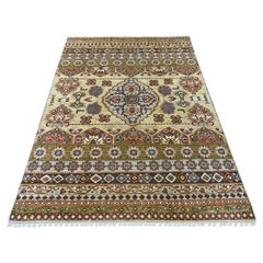 5'x7' Light Brown Afghan Super Kazak Khorjin Design Hand Knotted Wool Rug