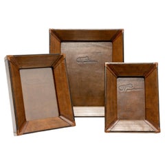 5x7 Medium Brown & Black Leather Tabletop Picture Frame- The Saddle Shop 