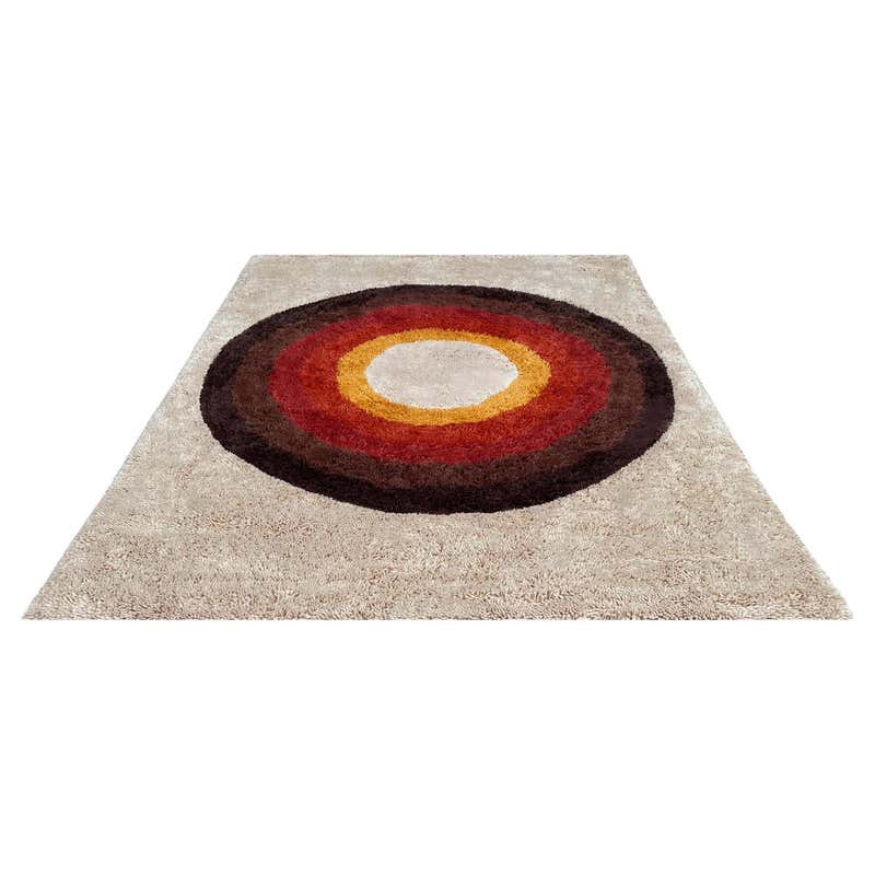 Mid Century Scandinavian Style Rya Area Shag Rug in Abstract Modern ...