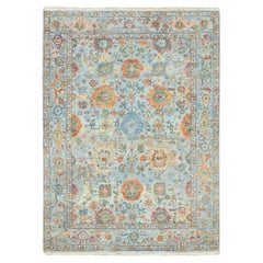 5
x7
 Powder Blue Sultanabad Reimagined Hand Knotted Pure Wool Zero Pile Rug