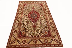 5X7 Rare Antique Persian Kashan Rug Geometric Carpet 132cm x 221cm C.1930