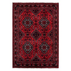 5
x7
 Rote handgeknüpfte afghanische Khamyab Geometrische Medaillons Design Wollteppich