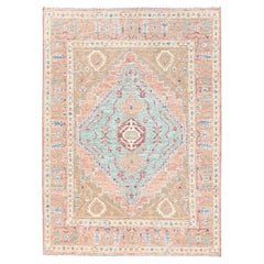 Handgeknüpfter Wollteppich im anatolischen Dorfstil, 152 x 213 cm, sandbraun, mit türkischem Knoten