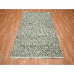 5'x7' Spanish Gray Wool Antique Finish Erased and Broken Garden Design Rug