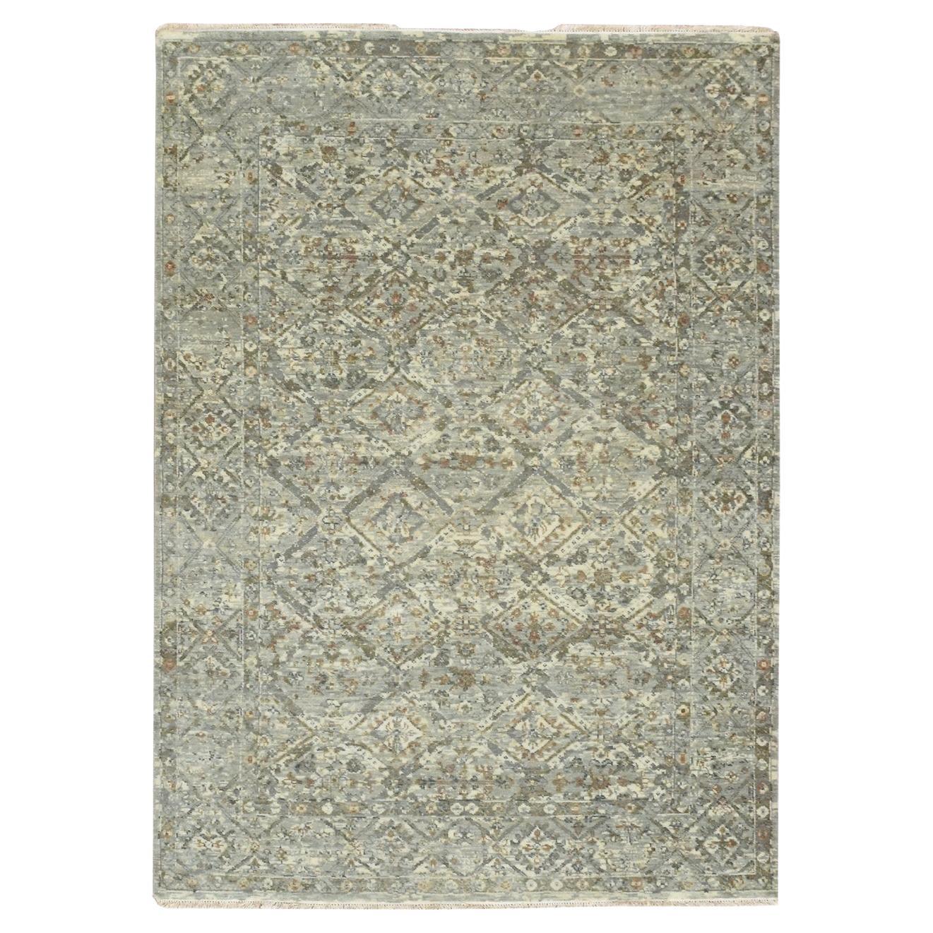 5
x7
 Spanish Gray Wool Antique Finish Erased and Broken Garden Design Rug