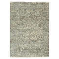 5'x7' Spanish Gray Wool Antique Finish Erased and Broken Garden Design Rug