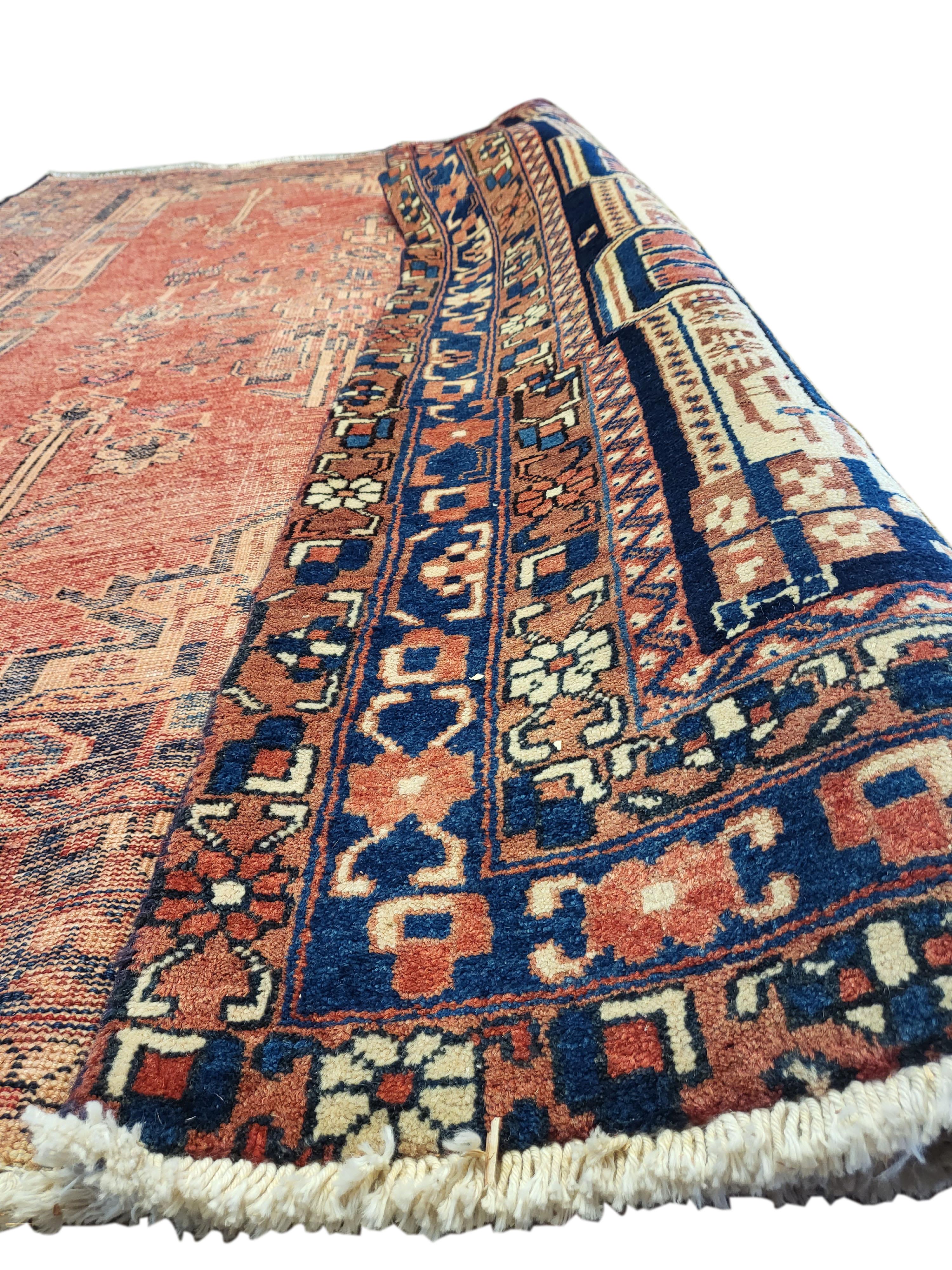 5'x7' Antiker Sirjan / Afshar - Persischer Teppich - Rost (Handgeknüpft) im Angebot