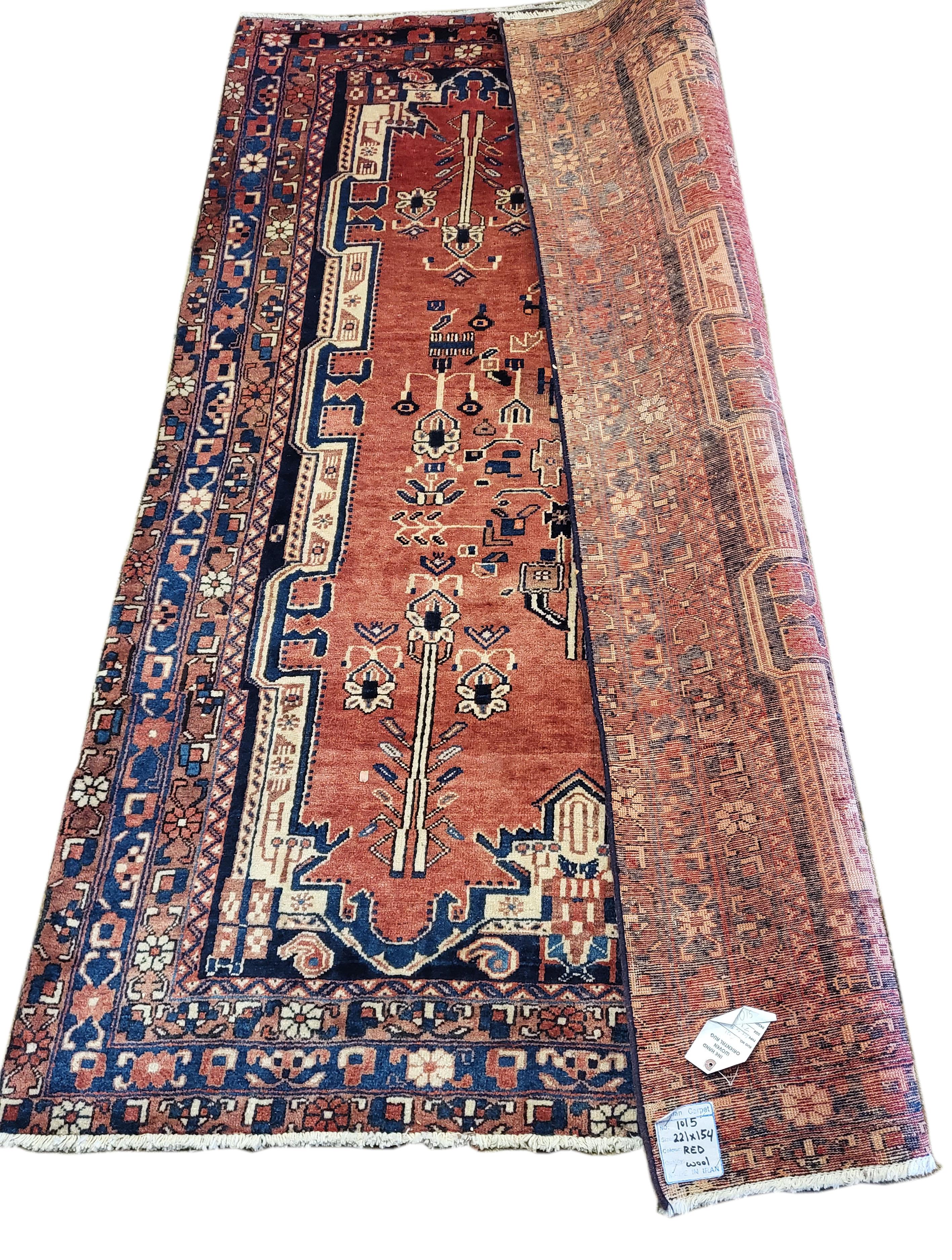 Hand-Knotted 5'x7' Antique Sirjan / Afshar - Persian Rug - Rust For Sale