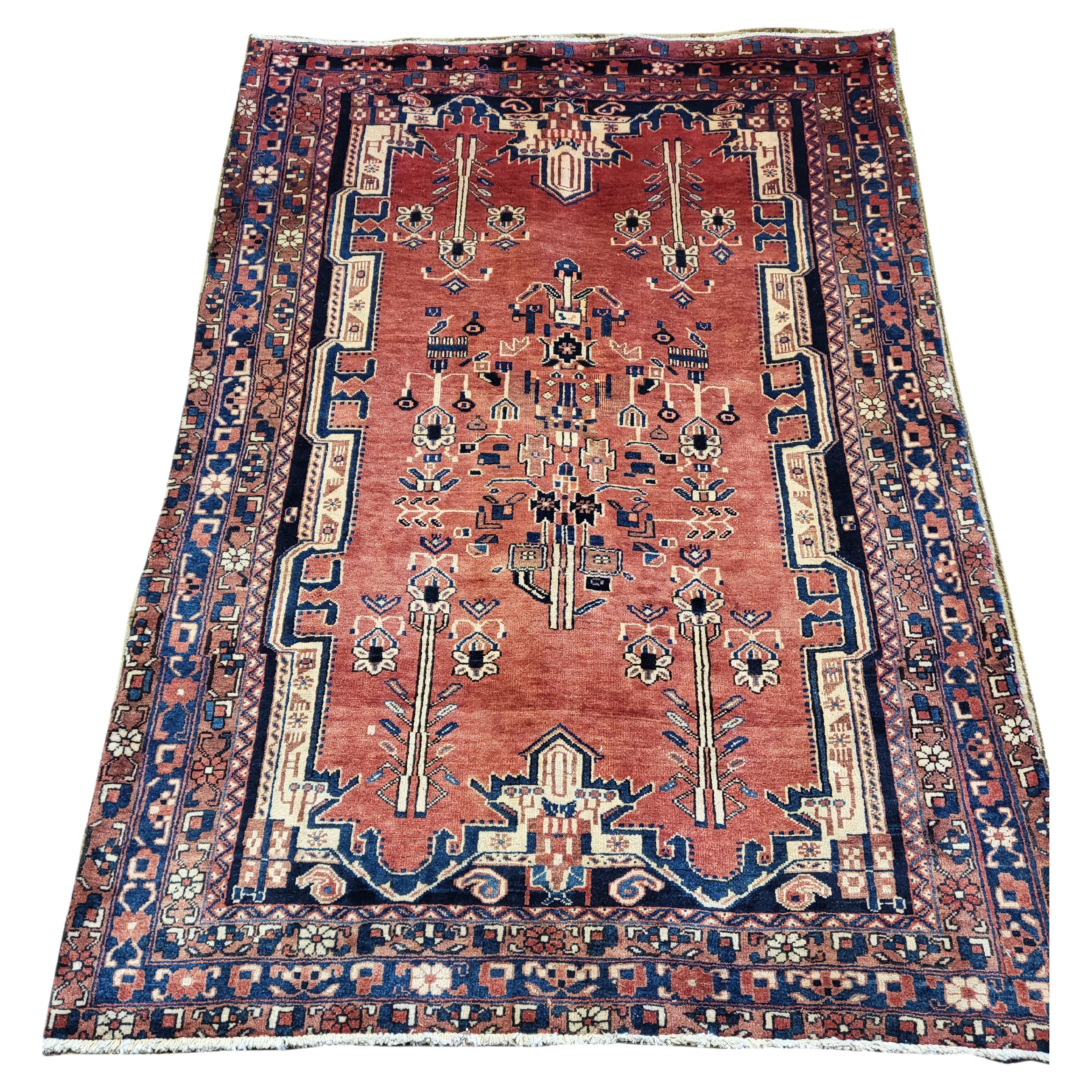 5'x7' Antiker Sirjan / Afshar - Persischer Teppich - Rost im Angebot