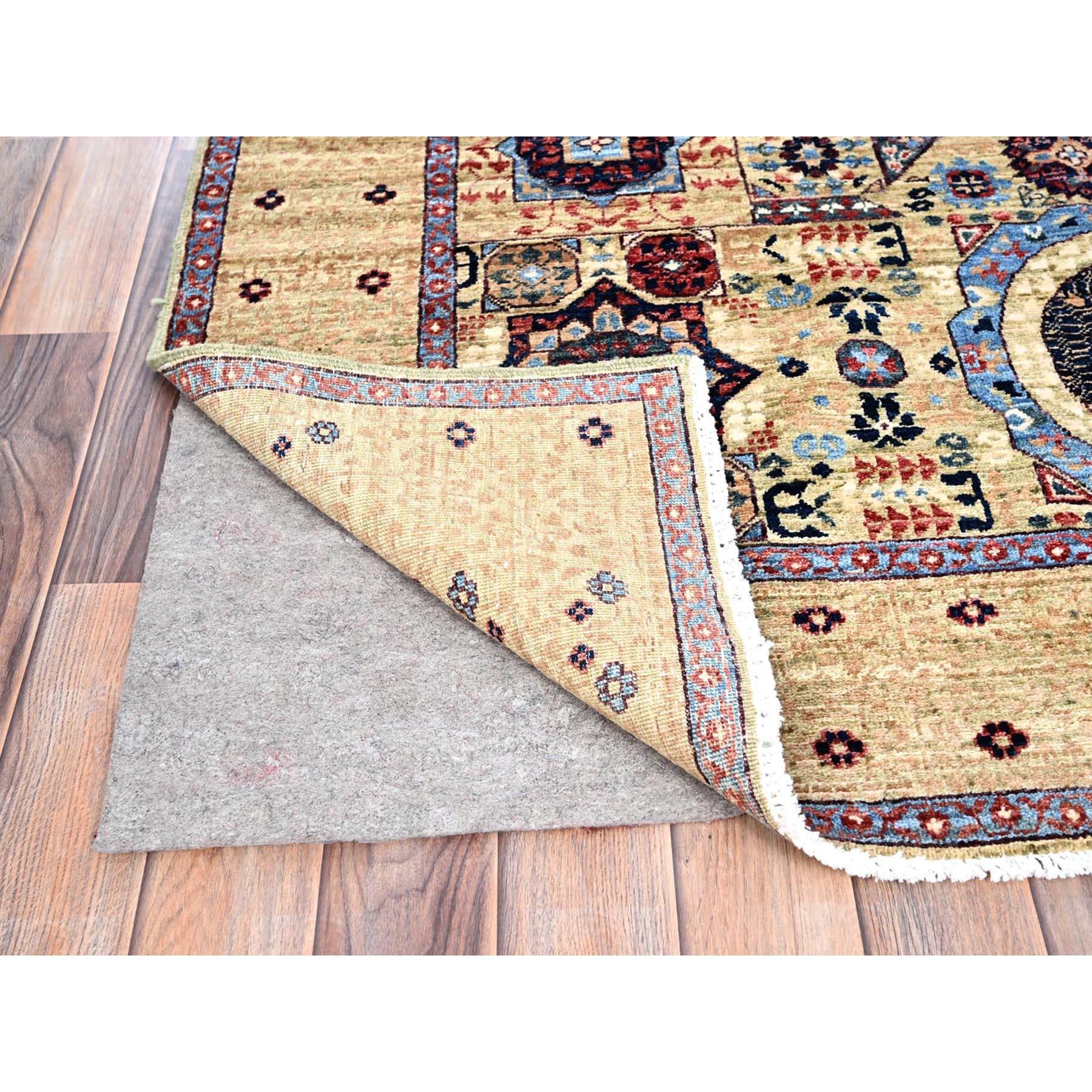 5'x7' Weißer, handgeknüpfter, natürlicher Wollteppich, Mamluk-Design, Orientteppich (Mittelalterlich) im Angebot