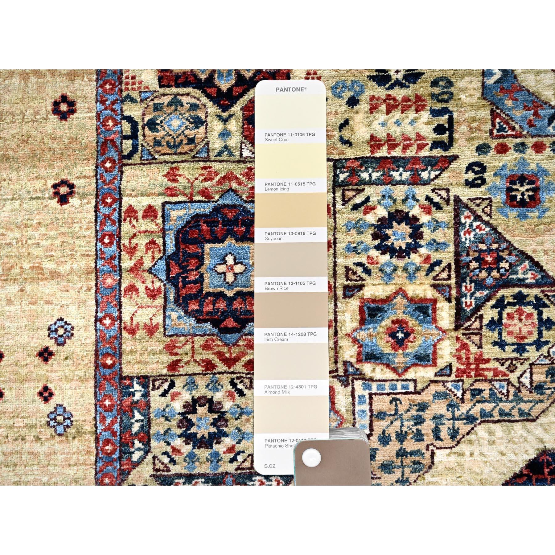 5'x7' Weißer, handgeknüpfter, natürlicher Wollteppich, Mamluk-Design, Orientteppich (Afghanisch) im Angebot