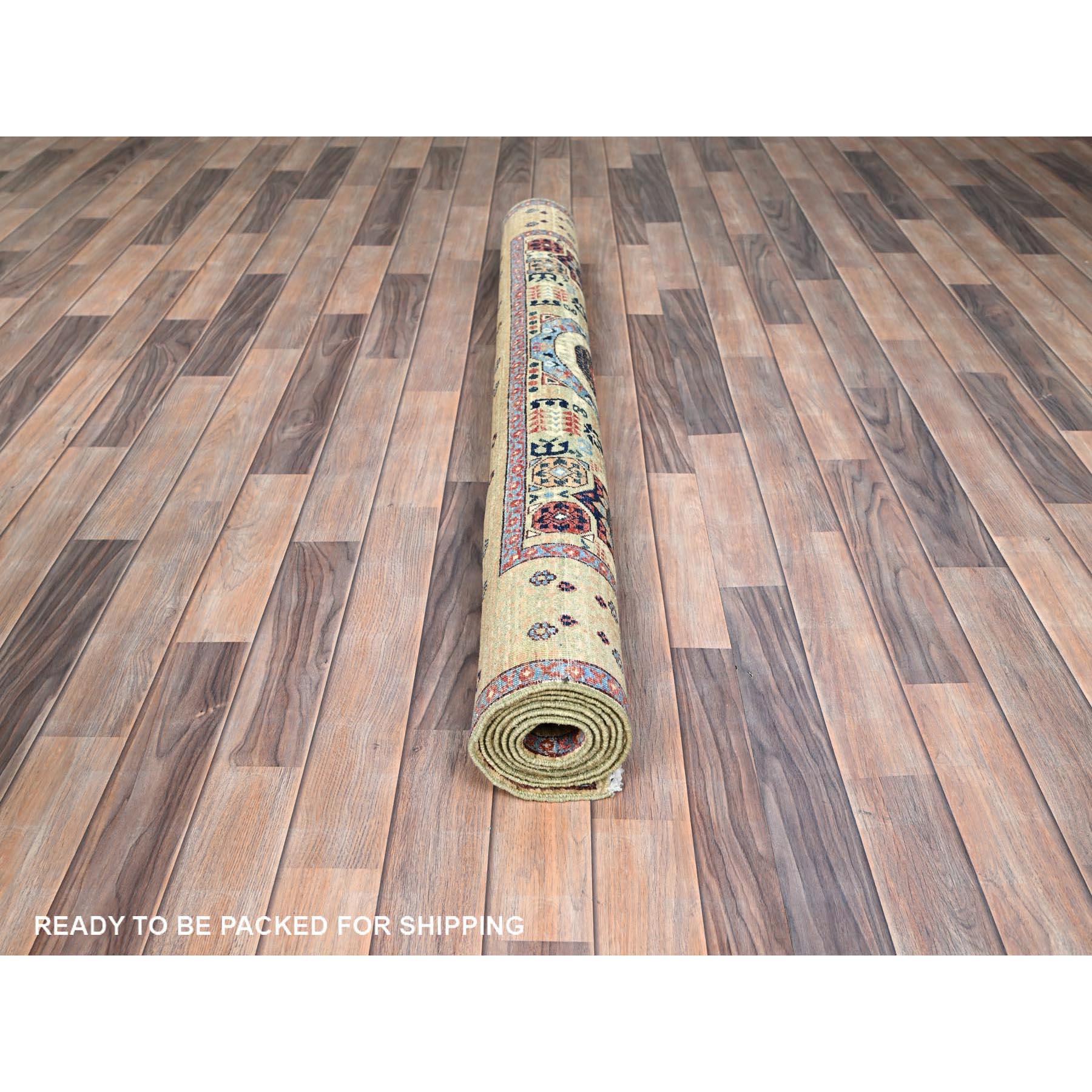 5'x7' Weißer, handgeknüpfter, natürlicher Wollteppich, Mamluk-Design, Orientteppich (Handgeknüpft) im Angebot