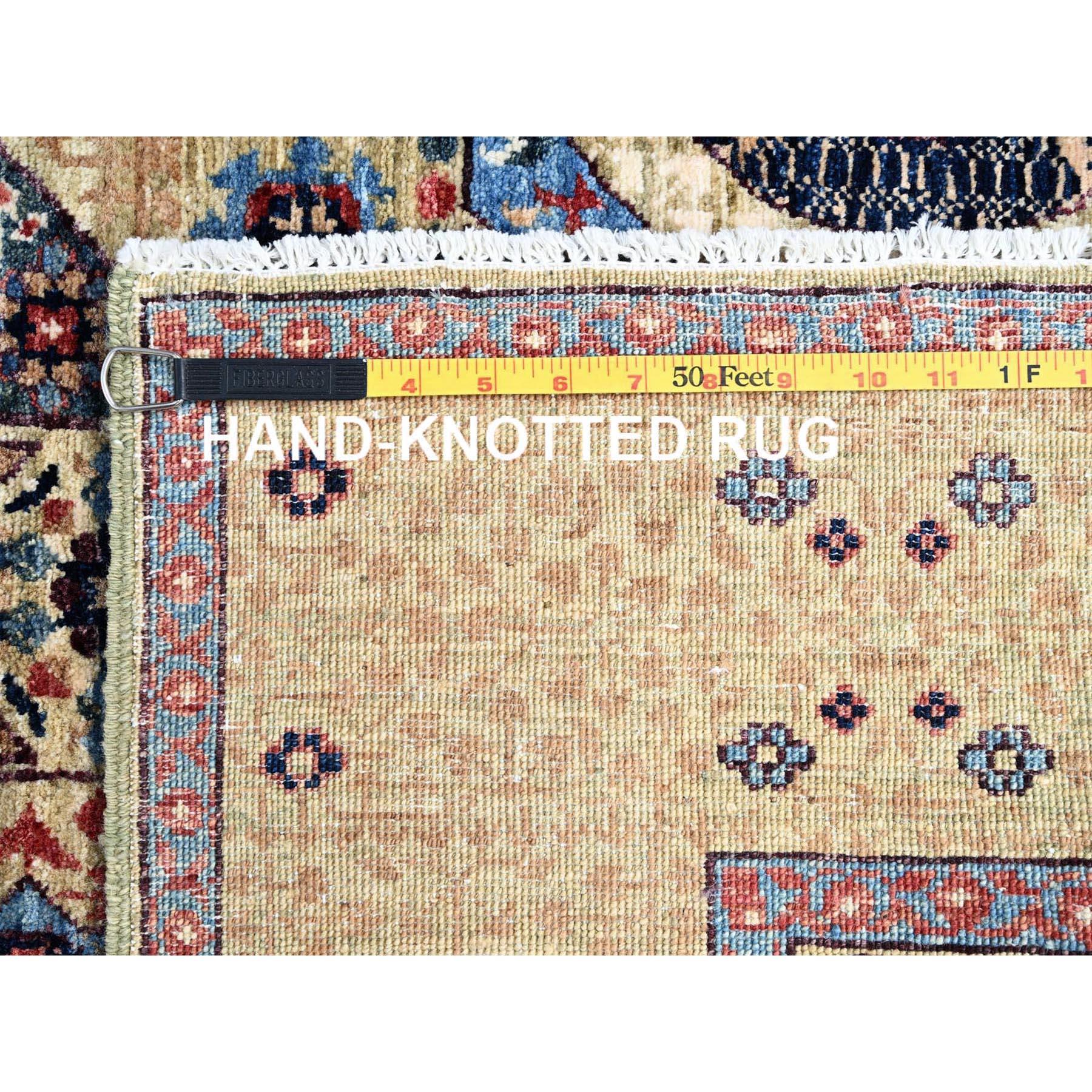 5'x7' Weißer, handgeknüpfter, natürlicher Wollteppich, Mamluk-Design, Orientteppich (21. Jahrhundert und zeitgenössisch) im Angebot