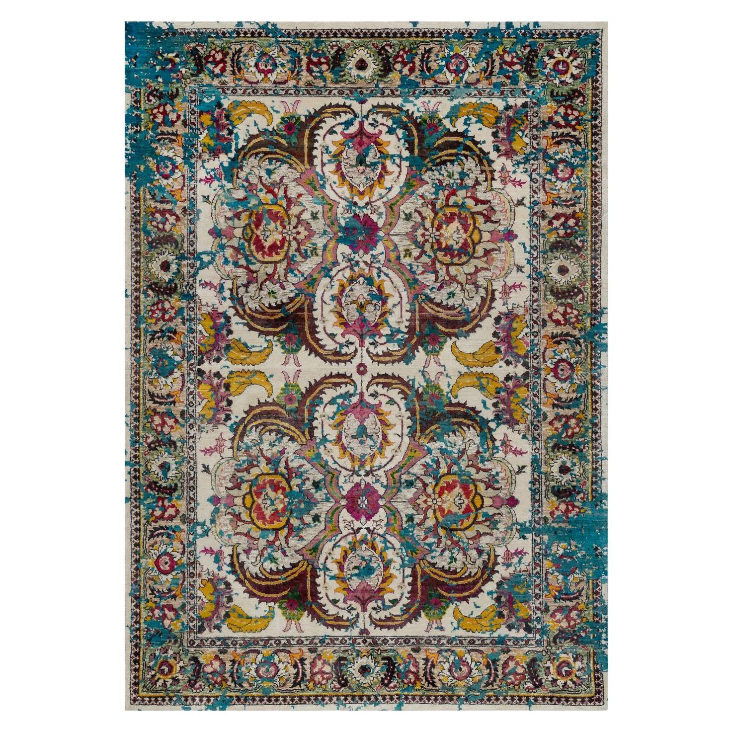5
x7
1" Colorful Polonaise Broken Design Wool and Sari Silk Hand Knotted Rug