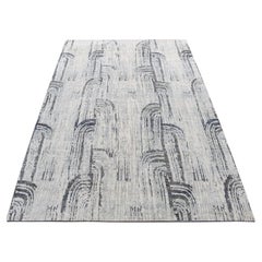 5'x7'1" Mirage Grey, THE CANE, Pure Silk With Oxidized Wool Hand-Knotted Rug