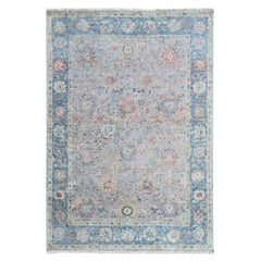 5'x7'1" Whisper Pink Pure Wool Hand Knotted Ziegler Mahal Design Zero Pile Rug