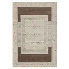5'x7'10" Chiffon White Modern Design Lori Buft Gabbeh Hand Knotted All Wool Rug