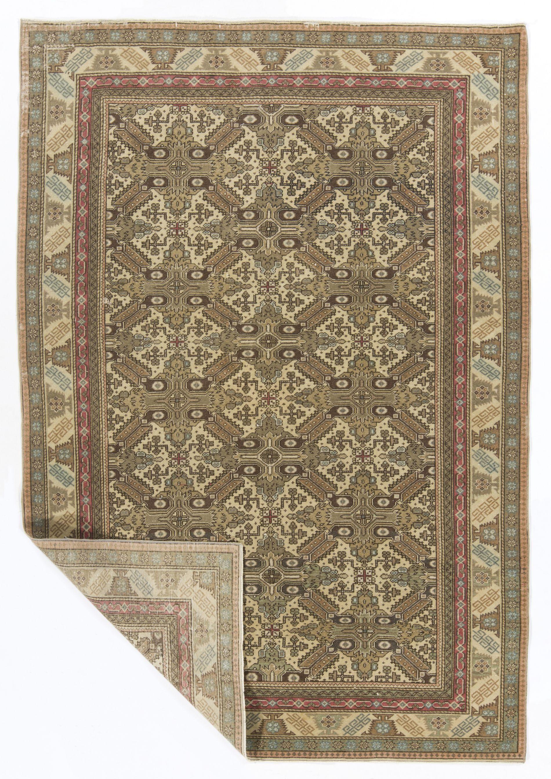 Our sun-faded rugs are all one-of-a-kind, hand-knotted, 50-70 year-old vintage pieces. They each boast their own singular handmade aesthetic drawn from the centuries-old Turkish rug-weaving traditions. These rugs are made completely of sheep’s wool,