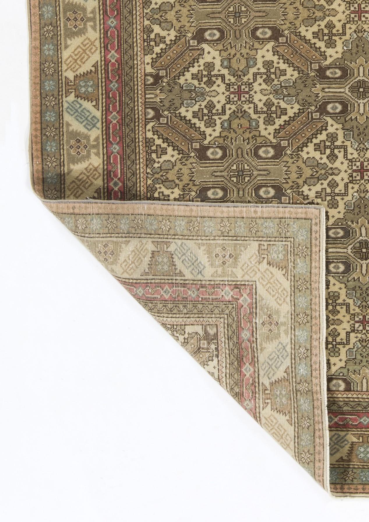 Alfombra de Anatolia Oushak Vintage, hecha a mano, de 5x7,2 pies, revestimiento de lana para el suelo Tejido a mano en venta