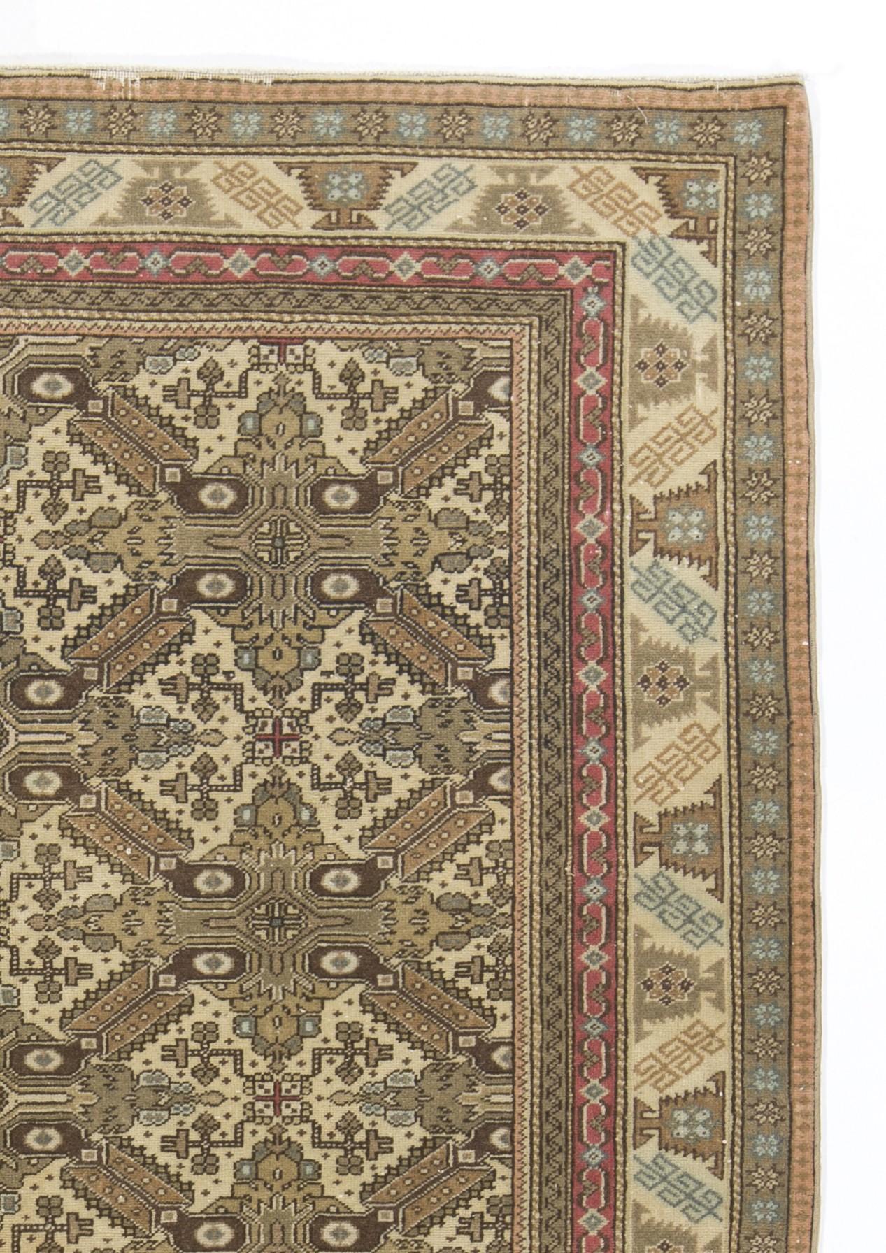 Alfombra de Anatolia Oushak Vintage, hecha a mano, de 5x7,2 pies, revestimiento de lana para el suelo en Bueno estado para la venta en Spring Valley, NY