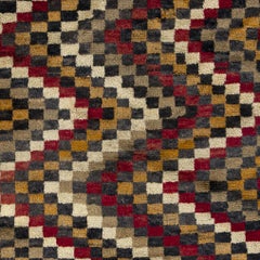 5x7.3 Ft Vintage Handmade Tulu Rug with Checkered Zig Zag Design, 100% Wool