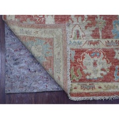 5'x7'3" Rosa Rosa annodato a mano Afghan Angora Oushak Leaf Design/One Tappeto in Lana Pura