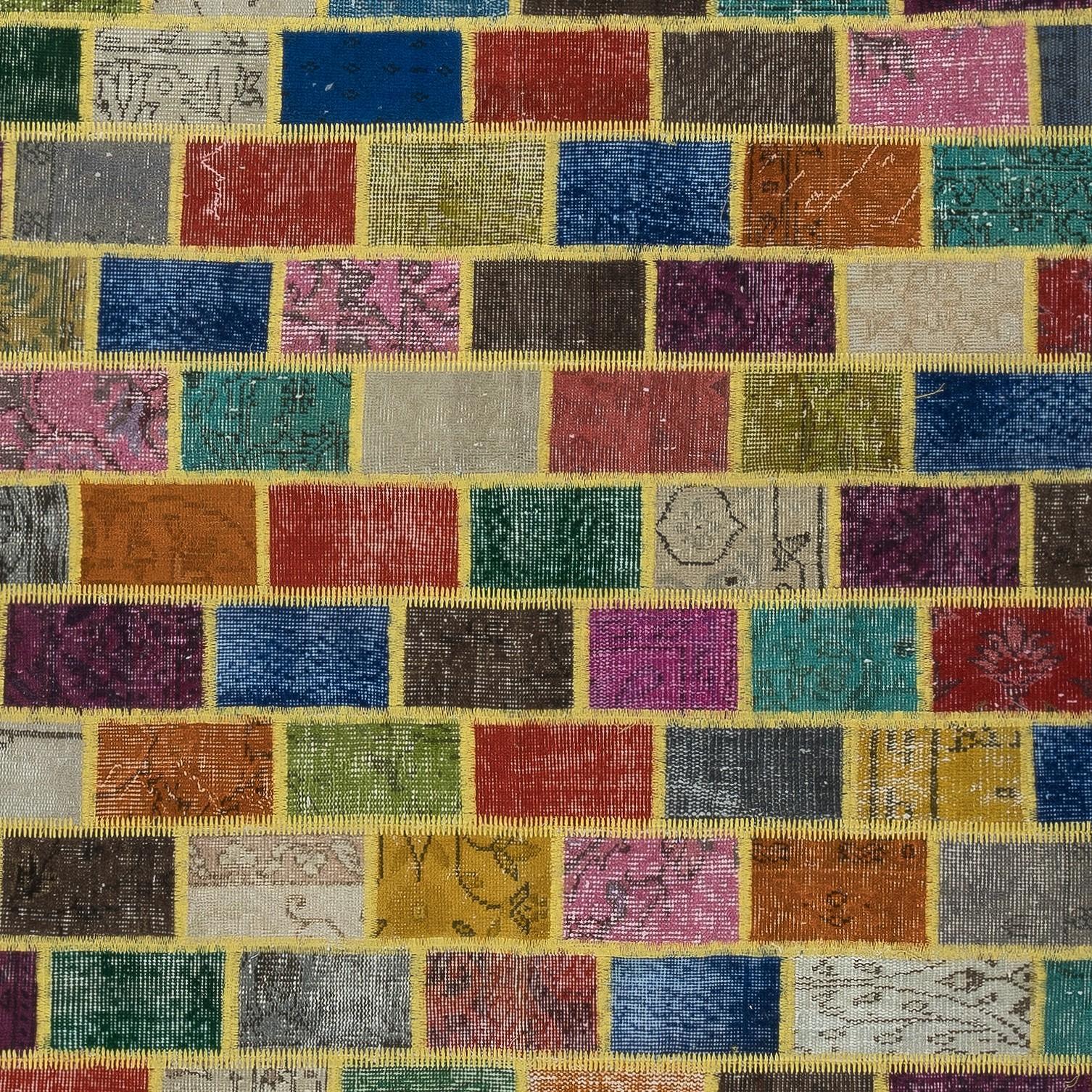 Alfombra de Patchwork Bohemia Moderna 5x7,4 Pies. Hecho a mano con alfombras antiguas teñidas Anudado a mano en venta