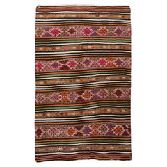 5x7.6 Ft Multicolor Handmade Wool Kilim Rug From Central Anatolia, Turkey, 1970s