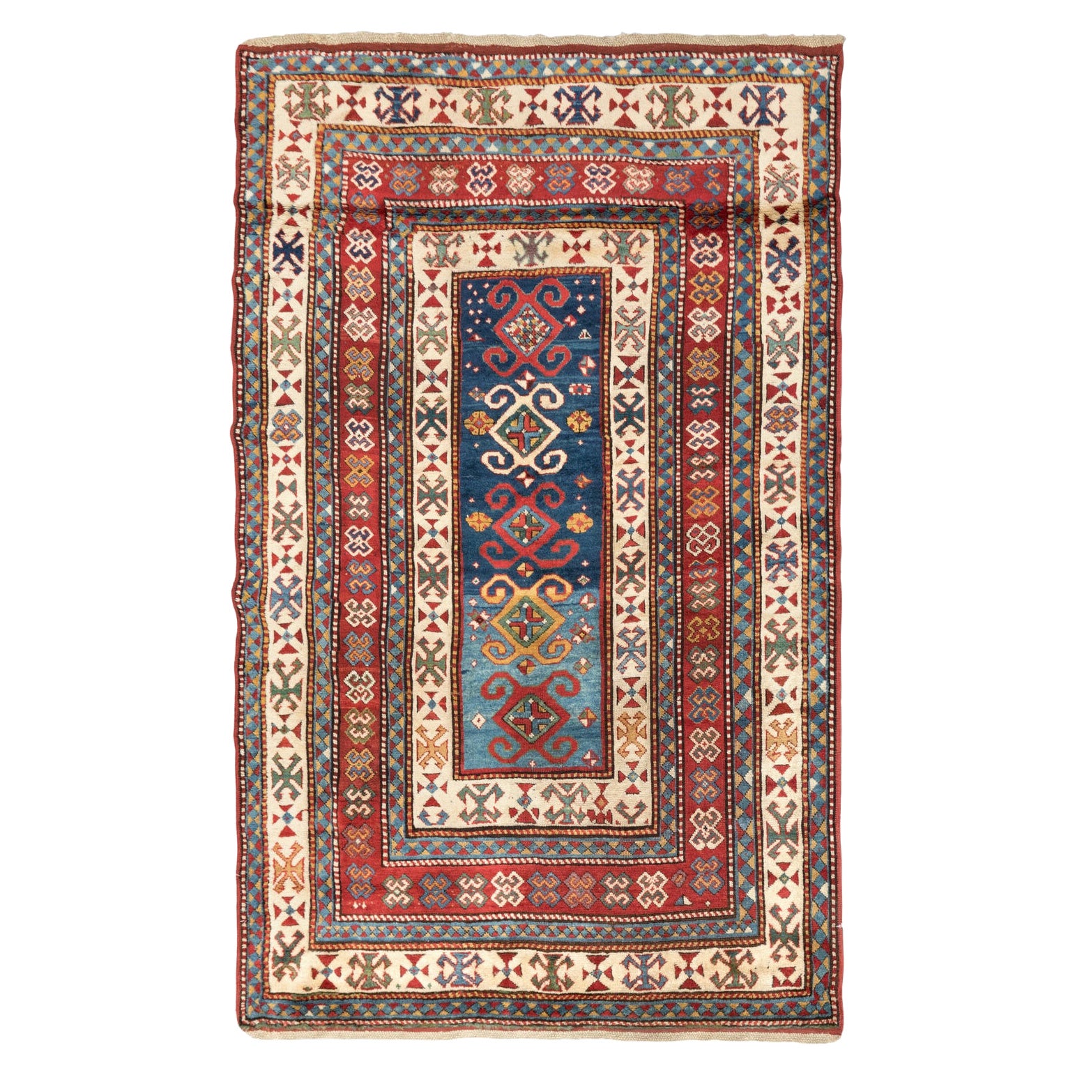 5x7.7 Ft A Superb Antique Caucasian Kazak Rug in Excellent Original Condition