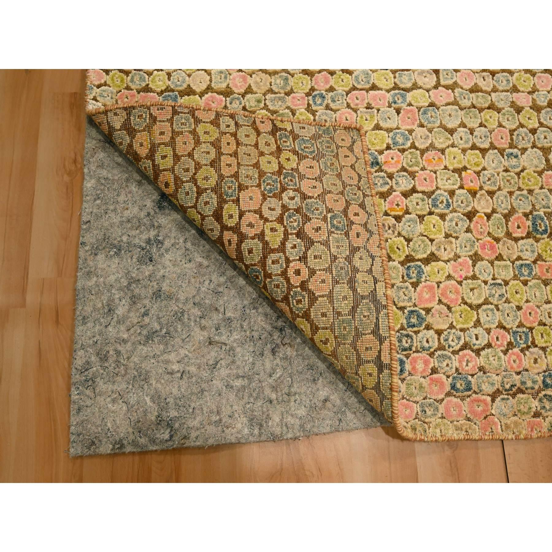 Alfombra Oriental Anudada a Mano de Lana y Seda Amarillo Dorado THE BUTTONS 5'x7'7 Indio en venta