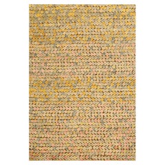 5'x7'7" Golden Yellow THE BUTTONS Wool and Sari Silk Hand Knotted Oriental Rug