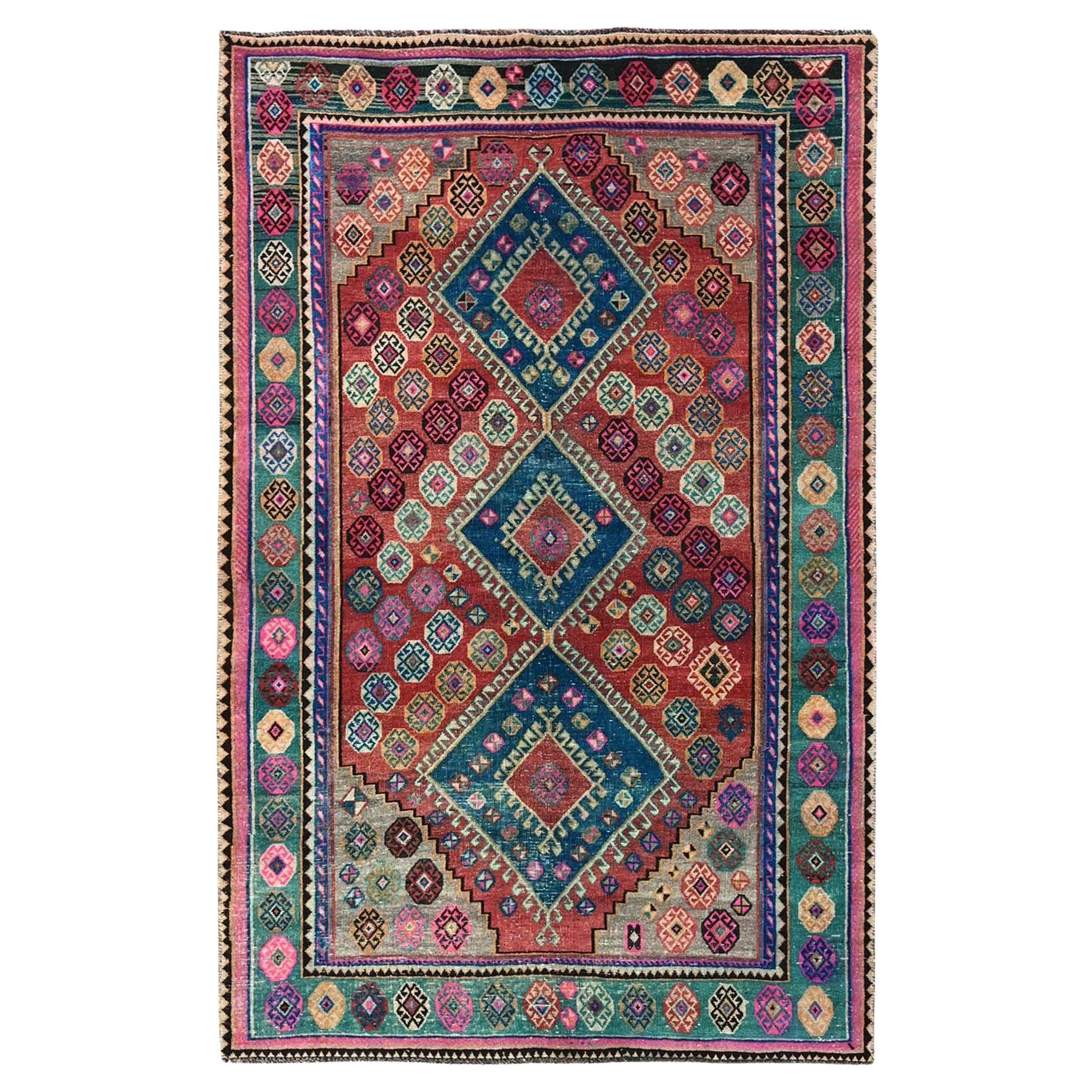 5'x7'9" Burnt Orange Vintage Persian Shiraz All Wool Hand Knotted Oriental Rug