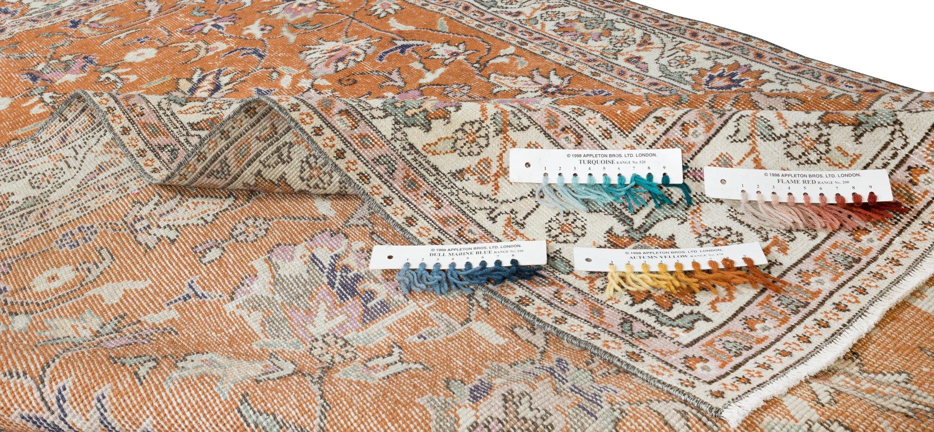 Oushak Vintage Handmade Floral Turkish Wool Area Rug for Living Room Decor