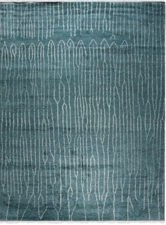 5x8 Beautiful Celia Green Geometric Contemporary Hand Knotted Wool Carpet Rug