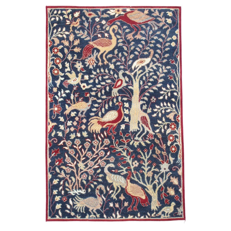 Blue Bird Design Rug For Sale at 1stDibs