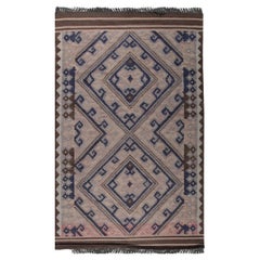 5x8 Brown Flat Weave Wool Diamond Key Pattern Geometric Modern Carpet Rug