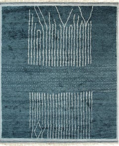 5x8 Freya Moroccan Green Geometric Modern Hand Knotted Wool Carpet Rug