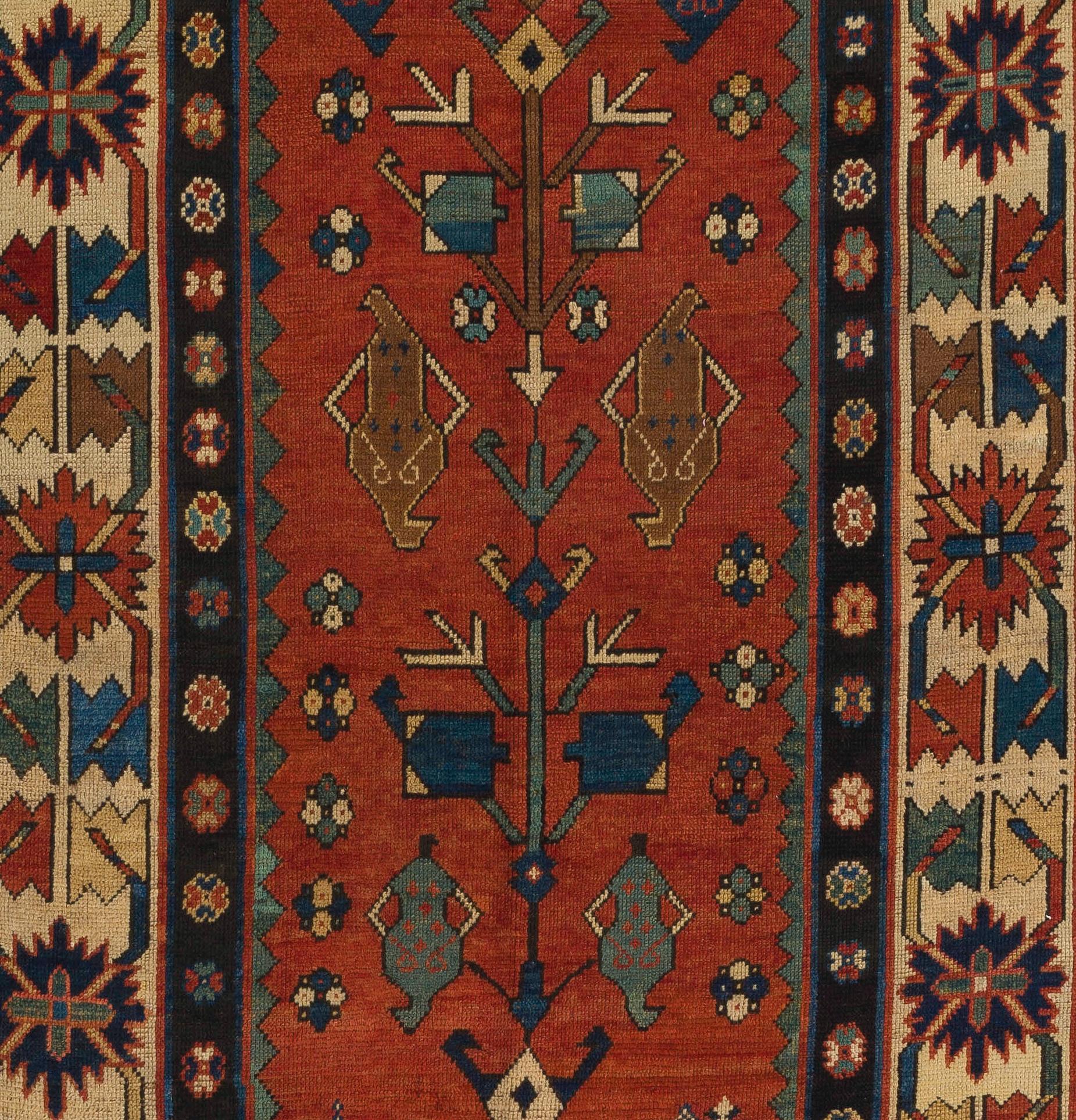Azerbaijani 5x8 Ft Antique Caucasian Karabagh Rug, Late 19th Century