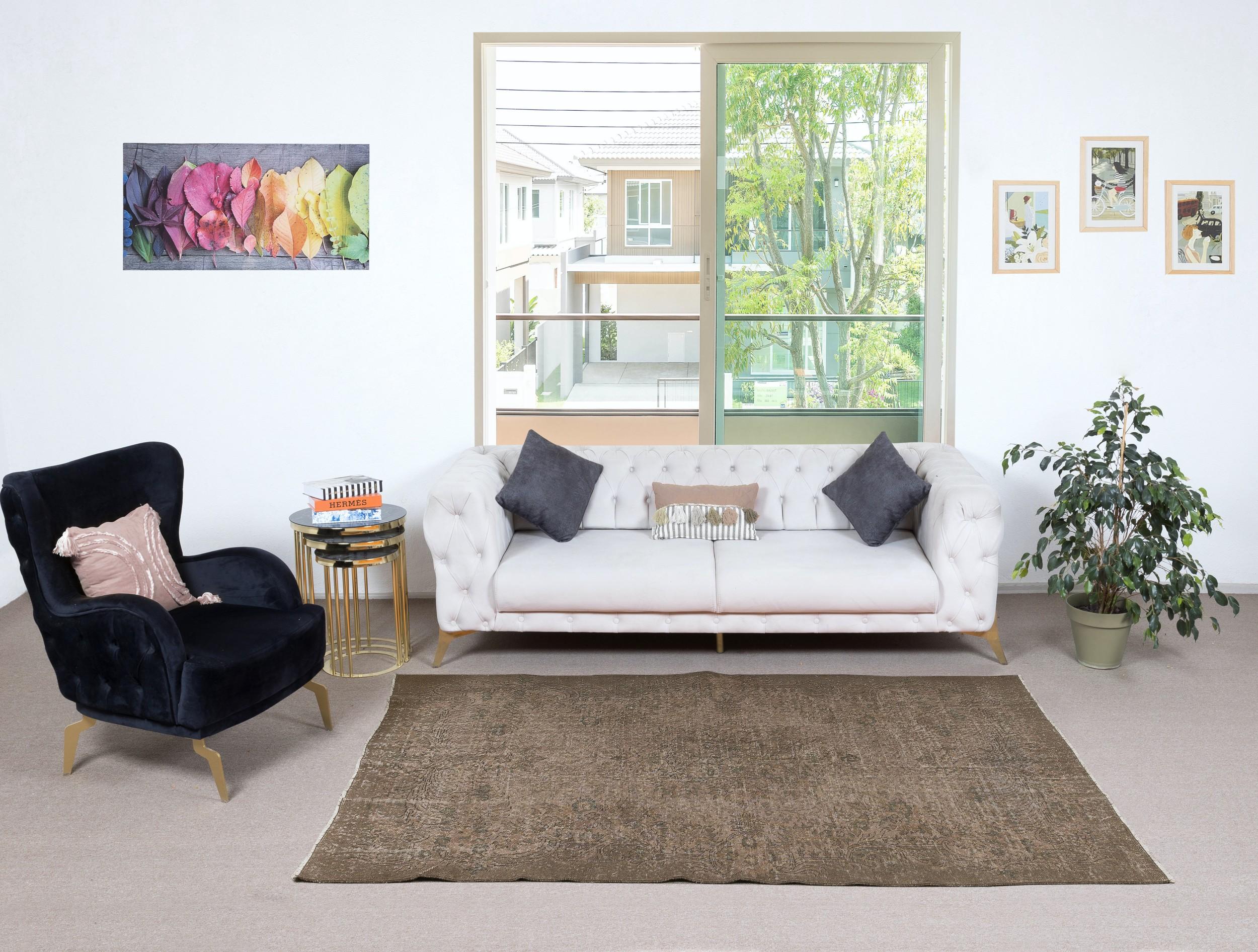 Our over-dyed rugs are all hand-knotted vintage pieces that are recreated in our workshop to cater to a wider range of interior design choices from modern to coastal, from industrial to rustic/cottage. These 50 to 70 year-old rugs were hand-knotted