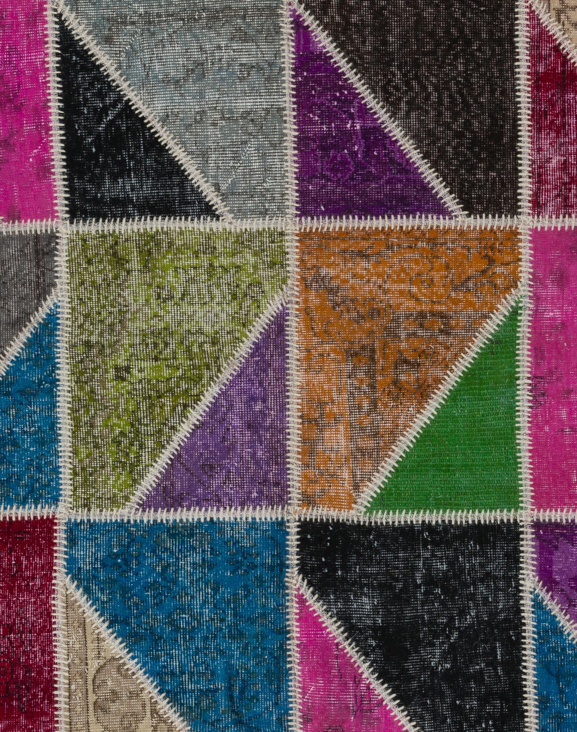 Colorful Geometric Patchwork Rug. Handmade Wool Carpet. Custom Options Available In New Condition For Sale In Philadelphia, PA