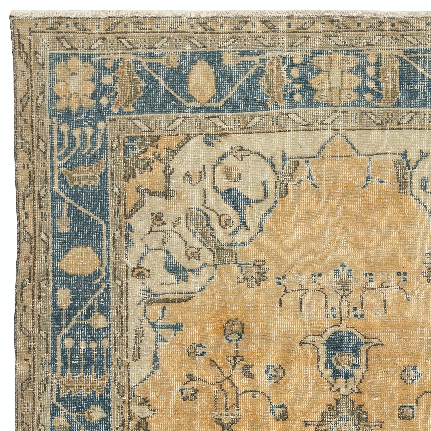 Annodato a mano Tappeto Vintage By 5x8 Ft in stile rustico. Tappeto fatto a mano per case di campagna in vendita